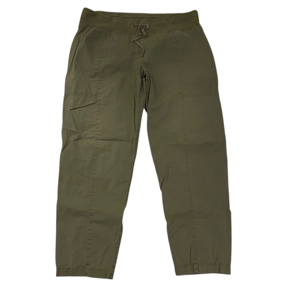 Eileen Fisher Organic Cotton Stretch Poplin Cropped Drawstring Pants Olive Size